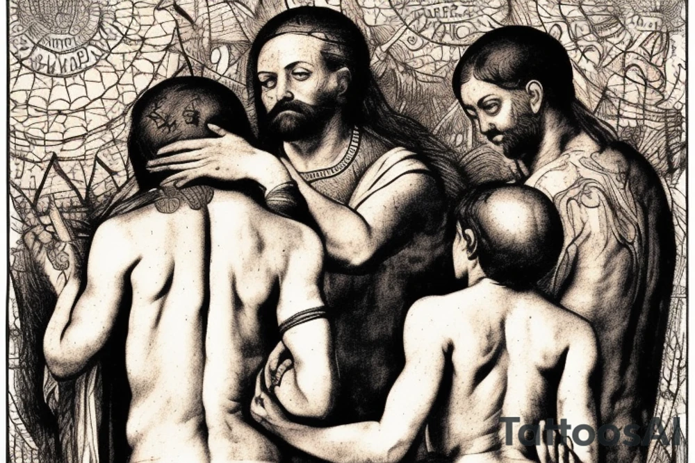 Abraham tries to sacrifice his son Isaac paint from Gerhard Wilhelm von Reutern on back tattoo idea