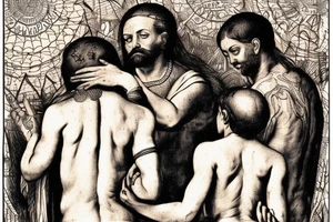 Abraham tries to sacrifice his son Isaac paint from Gerhard Wilhelm von Reutern on back tattoo idea