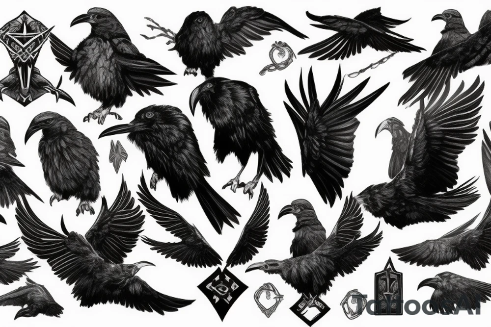 odin's ravens with gungnir tattoo idea