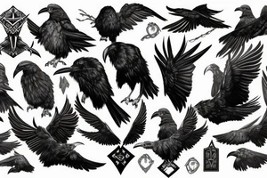 odin's ravens with gungnir tattoo idea