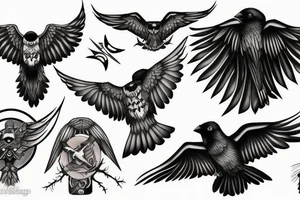 huginn and muninn with gungnir tattoo idea