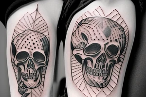 Clothed skeleton playing guitar tattoo idea