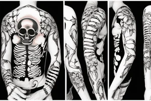 Clothed skeleton playing guitar tattoo idea