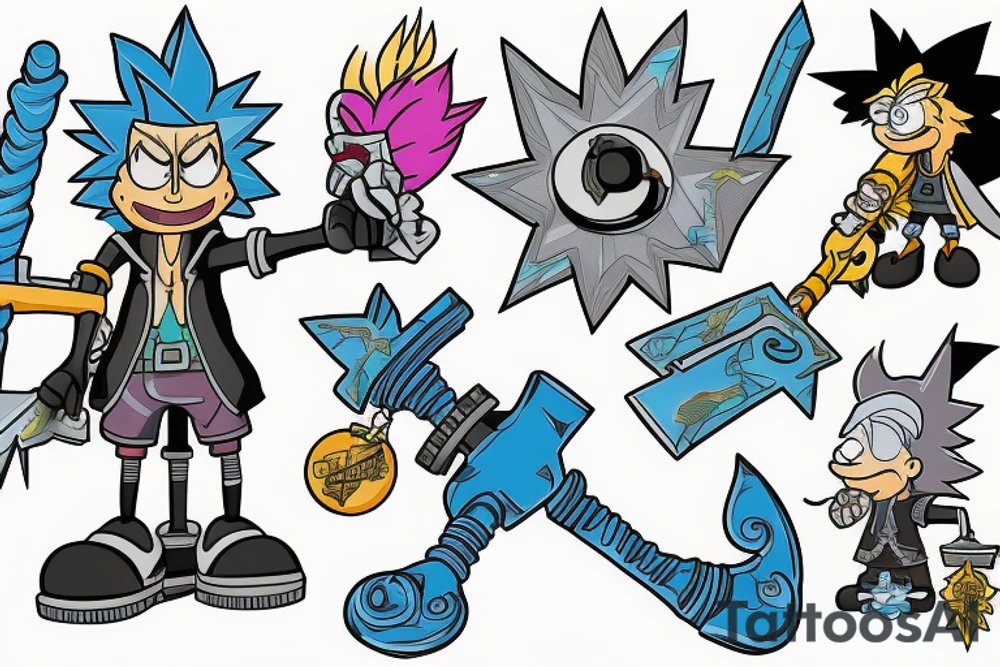 Rick sanchez wielding keyblade from kingdom hearts tattoo idea