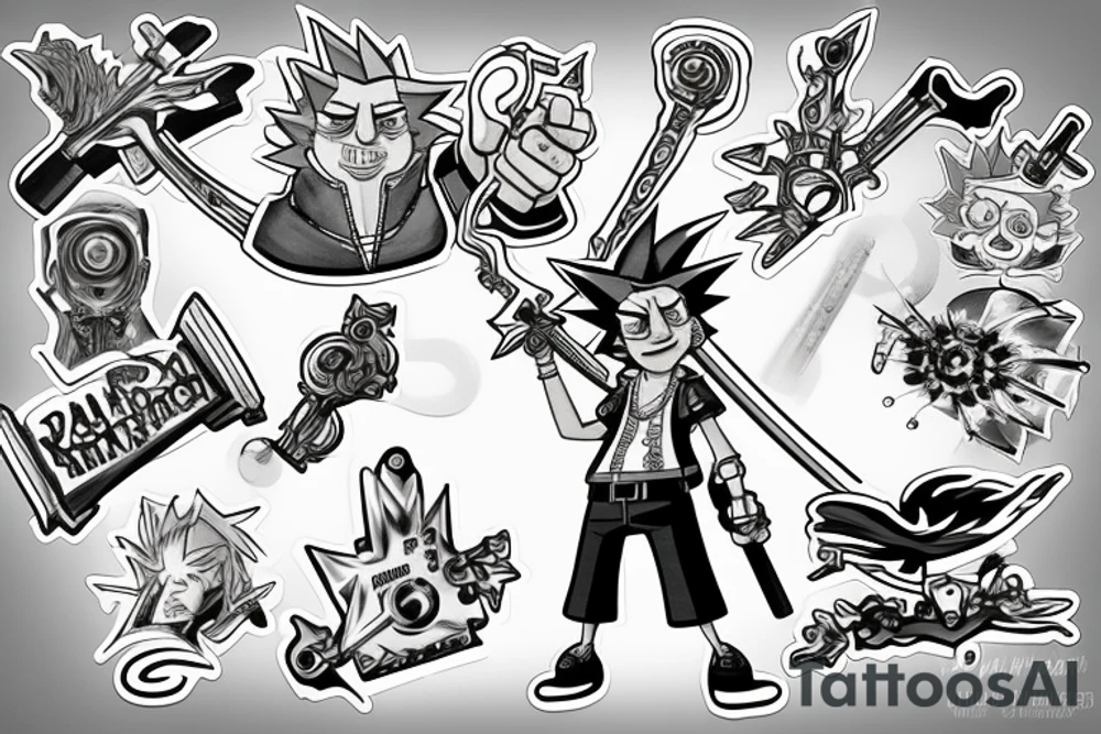 Rick sanchez wielding keyblade from kingdom hearts tattoo idea