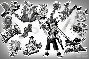 Rick sanchez wielding keyblade from kingdom hearts tattoo idea