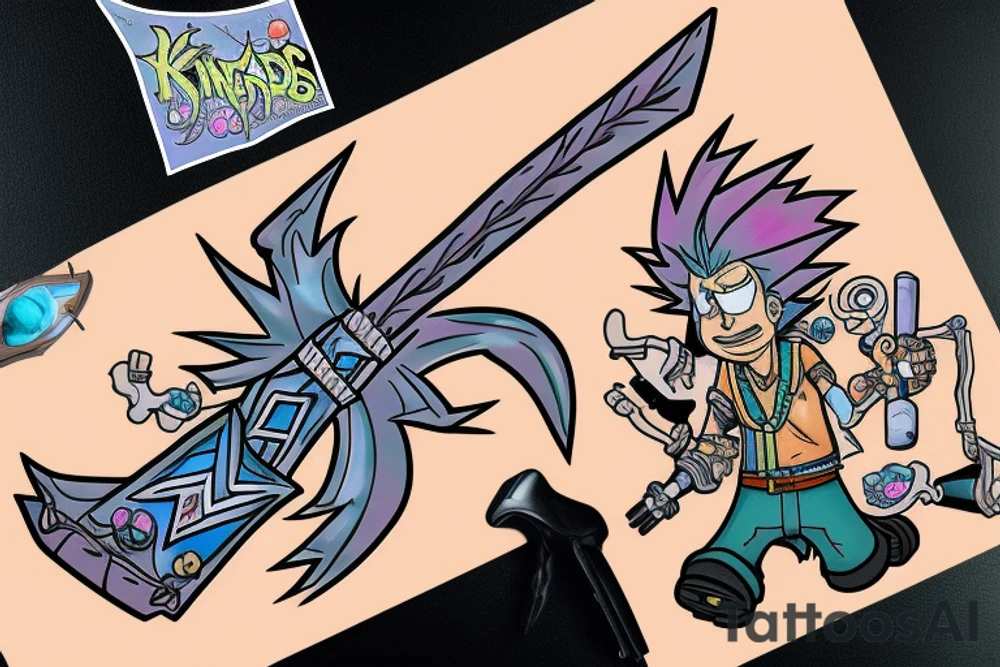 Rick sanchez wielding keyblade from kingdom hearts tattoo idea