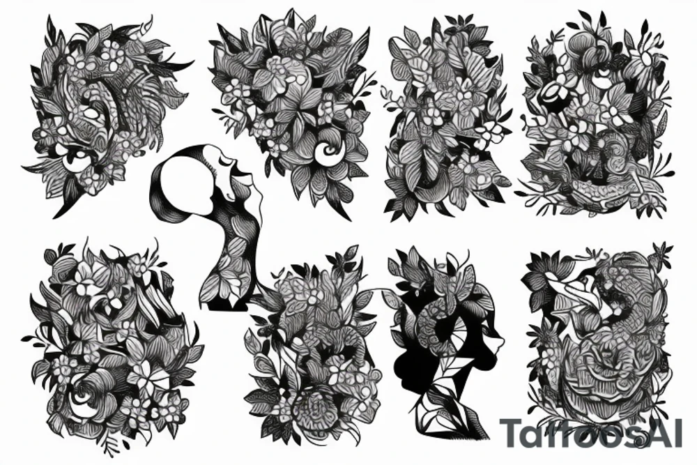 strong woman surrounded by technology and nature tattoo idea