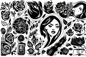 strong woman surrounded by technology and nature tattoo idea