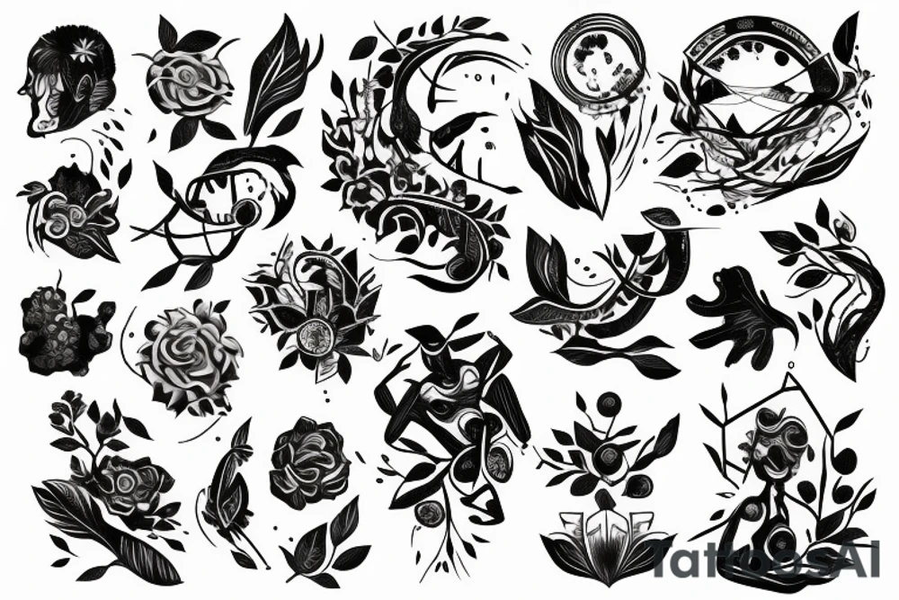 strong woman surrounded by technology and nature tattoo idea