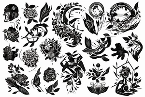 strong woman surrounded by technology and nature tattoo idea