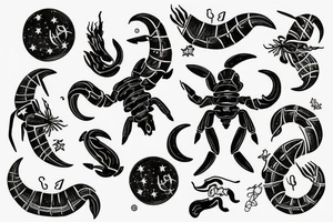 scorpio constellation inside scorpion amongst stars and moon tattoo idea