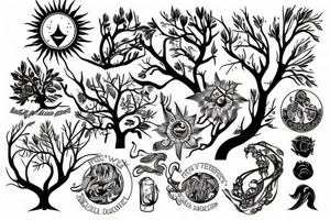 Sun under tree of knowledge tattoo idea