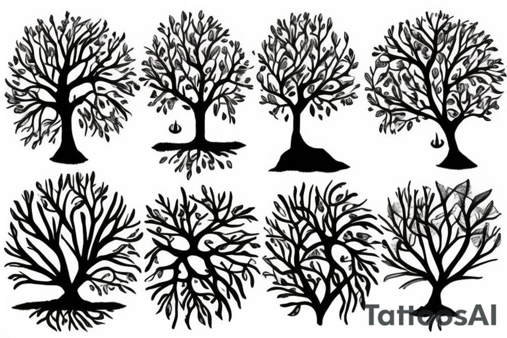 Sun under tree tattoo idea