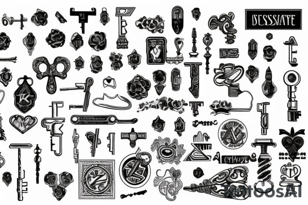 Vintage key tattoo idea