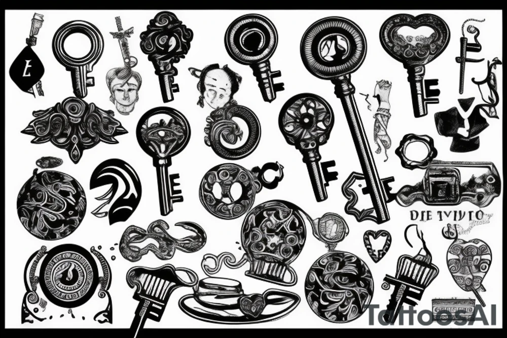 Vintage key tattoo idea