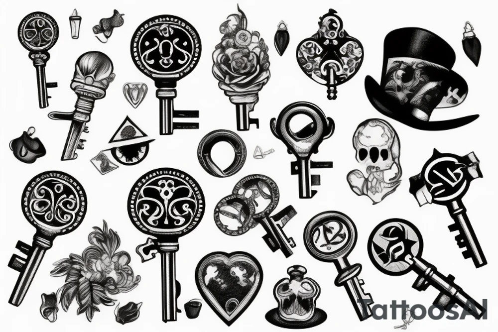 Vintage key tattoo idea