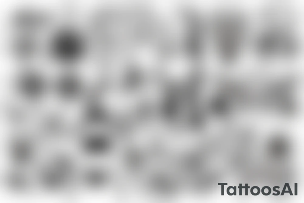strong woman surrounded by technology and nature tattoo idea