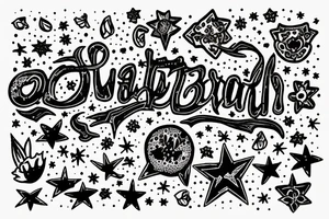 quotation "non ducor, duco" in type writer font surrounded by stars, a mouse and lilies tattoo idea