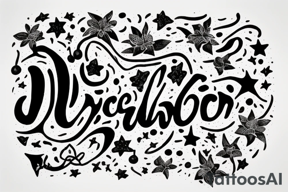 quotation "non ducor, duco" in type writer font surrounded by stars, a mouse and lilies tattoo idea