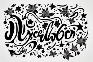 quotation "non ducor, duco" in type writer font surrounded by stars, a mouse and lilies tattoo idea