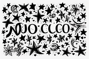 quotation "non ducor, duco" in type writer font surrounded by stars and lilies tattoo idea