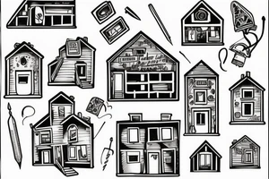 A small house with a party going on inside tattoo idea