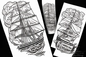 Traditional old school clipper ship R.I.P. Mom tattoo idea