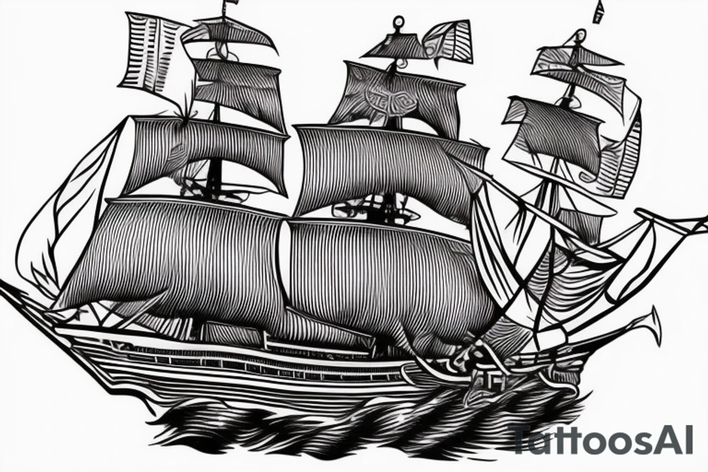 Traditional clipper ship with R.I.P. Mom tattoo idea