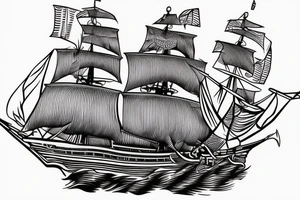 Traditional clipper ship with R.I.P. Mom tattoo idea