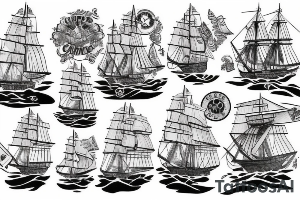 Traditional clipper ship with R.I.P. Mom tattoo idea