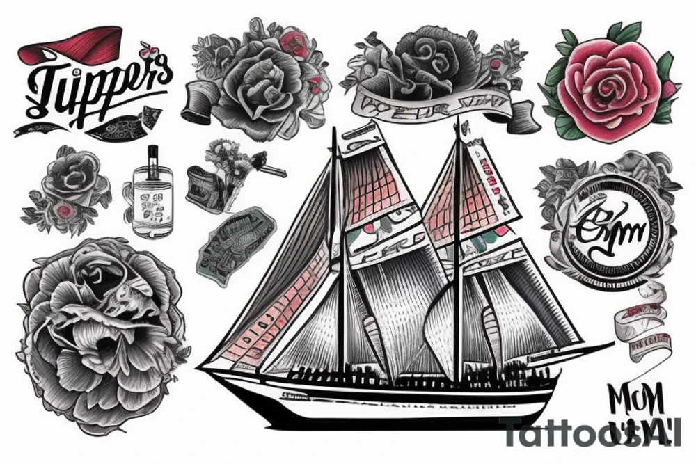 Clipper ship with “RIP Mom” tattoo idea