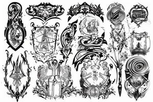 graffiti style medieval line markings tattoo idea