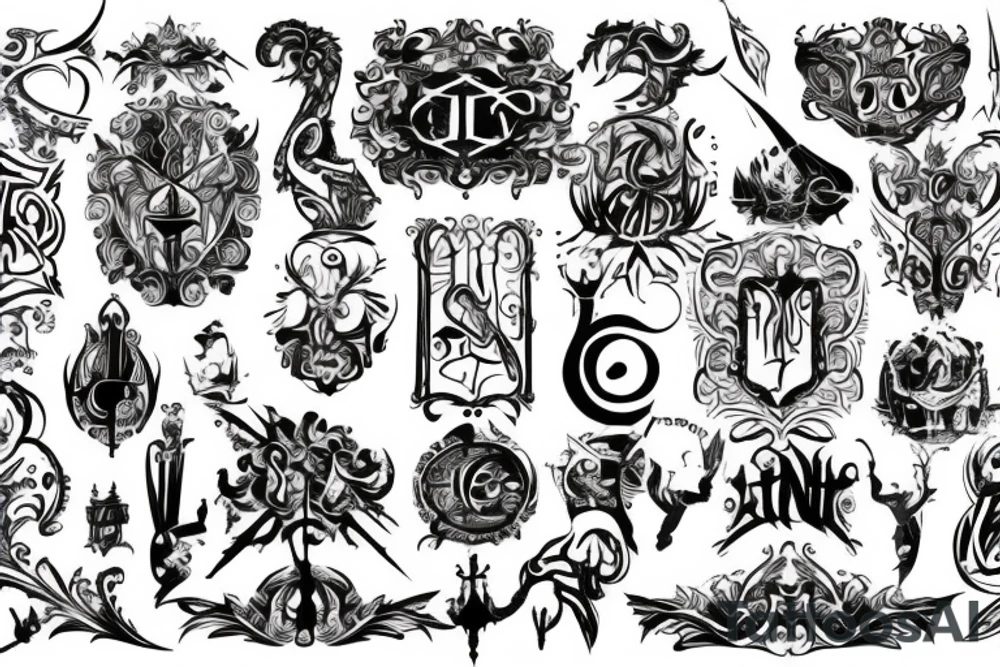 graffiti style medieval line markings tattoo idea