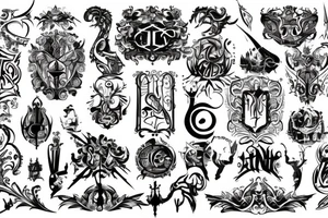 graffiti style medieval line markings tattoo idea