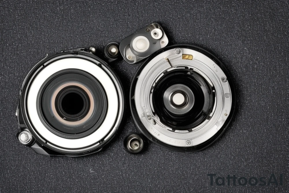 a camera with a film reel wrapped around it. The camera would be in black ink and the film reel would be in a shade of gray. Around the base of the camera and film reel would be a small cluster of stars, which would represent the stars in the night sky, a popular symbol in the film industry. The stars would be in a variety of colors, such as blue, white, and yellow, to give it a more vibrant look. On the lens of the camera would be a small light, which is meant to signify the light of creativity, as well as the light of the projector. Lastly, the words "Cinematographer" would be written in a small font along the bottom of the tattoo. tattoo idea