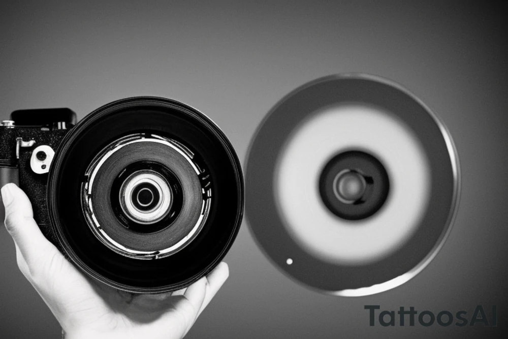 a camera with a film reel wrapped around it. The camera would be in black ink and the film reel would be in a shade of gray. Around the base of the camera and film reel would be a small cluster of stars, which would represent the stars in the night sky, a popular symbol in the film industry. The stars would be in a variety of colors, such as blue, white, and yellow, to give it a more vibrant look. On the lens of the camera would be a small light, which is meant to signify the light of creativity, as well as the light of the projector. Lastly, the words "Cinematographer" would be written in a small font along the bottom of the tattoo. tattoo idea