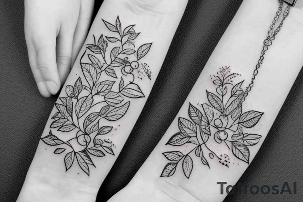 on forearm chain with ivy design tattoo idea