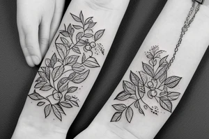 on forearm chain with ivy design tattoo idea