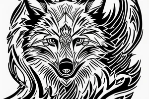 white wolf, fox tatto tattoo idea