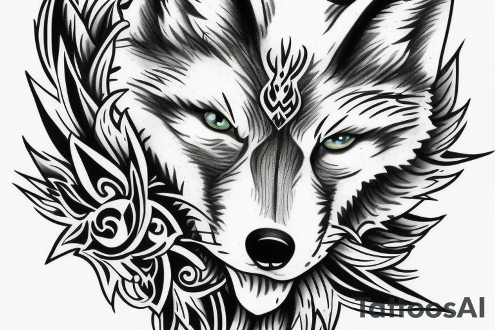 white wolf, fox tatto tattoo idea