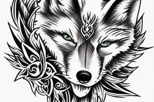 white wolf, fox tatto tattoo idea