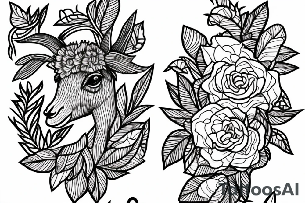 Kayaking llama with flower kayak tattoo idea