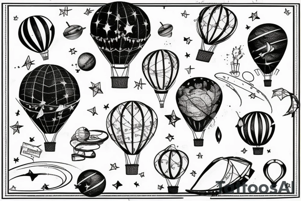 Hot air balloon in space tattoo idea