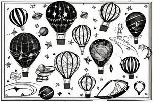 Hot air balloon in space tattoo idea