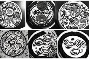 a small stack of oreo cookies sitting next to an old tennis ball tattoo idea