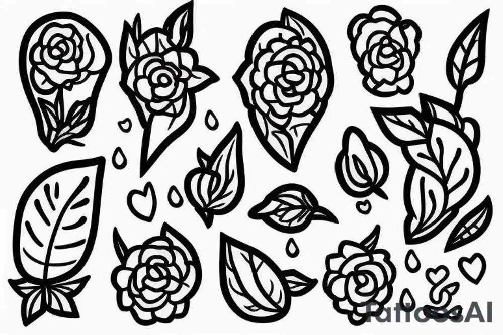 Flower bud with stem shaped "kindness" tattoo idea