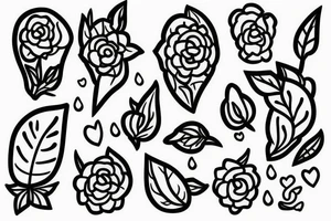 Flower bud with stem shaped "kindness" tattoo idea