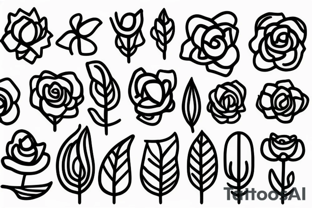 Flower bud with stem shaped "kindness" tattoo idea