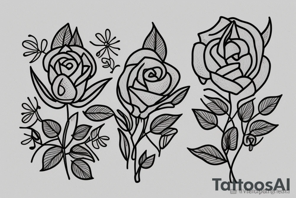 Flower bud with stem shaped "kindness" tattoo idea